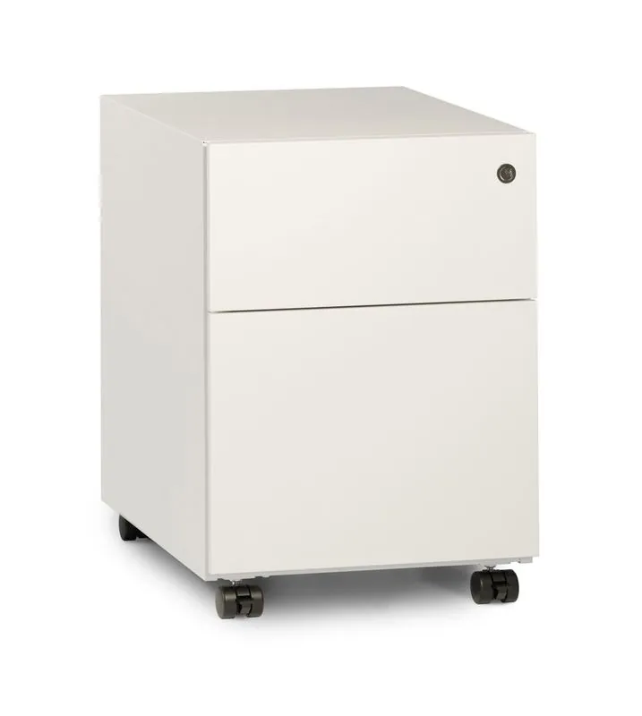 White two-drawer mobile pedestal