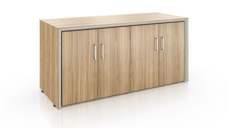 Wood storage cabinet with four doors