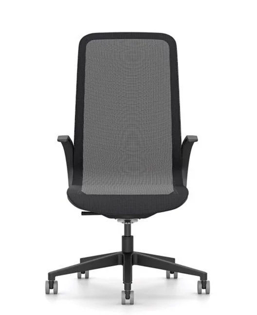 High-Back Task Chair Black high-back task chair with integrated arms
