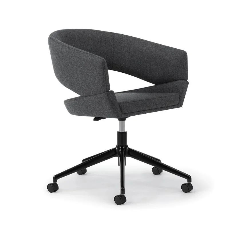 Upholstered Shell Task Chair Charcoal upholstered shell task chair on black base