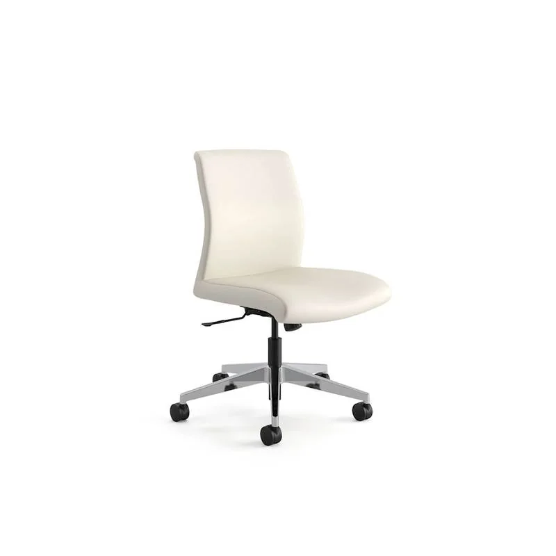 Armless Task Chair Cream armless mid-back task chair on black five-star base