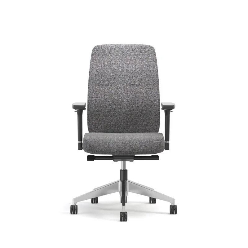 Upholstered Task Chair Gray fabric task chair, front view