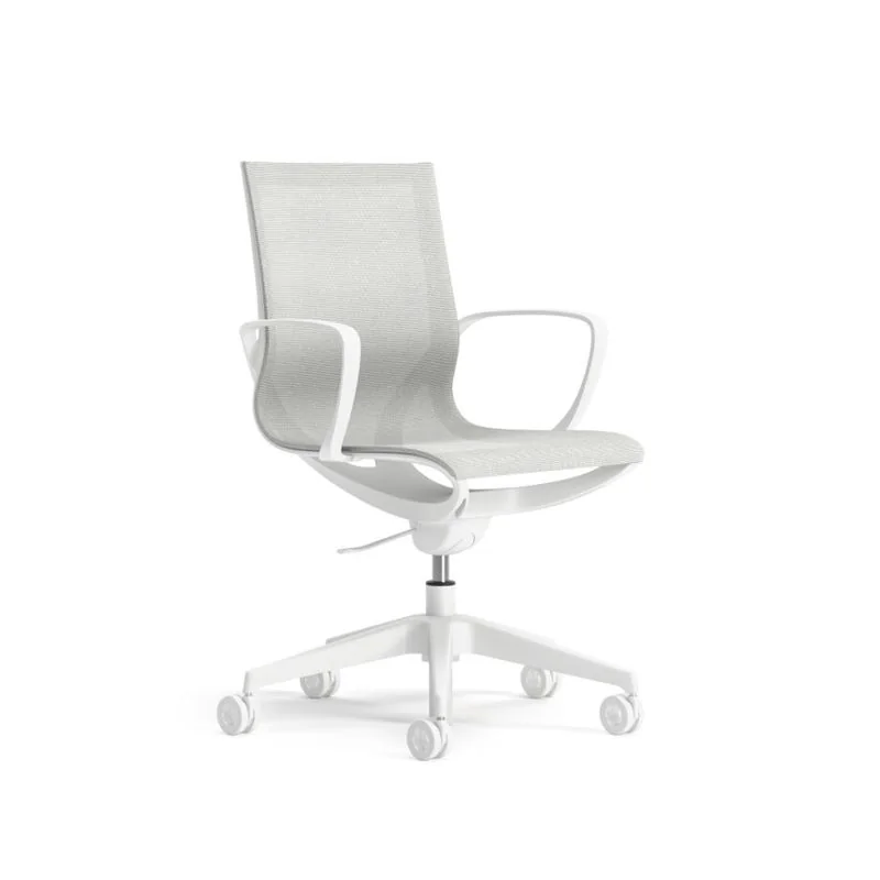 Mesh Task Chair Light gray mesh task chair with white frame and base