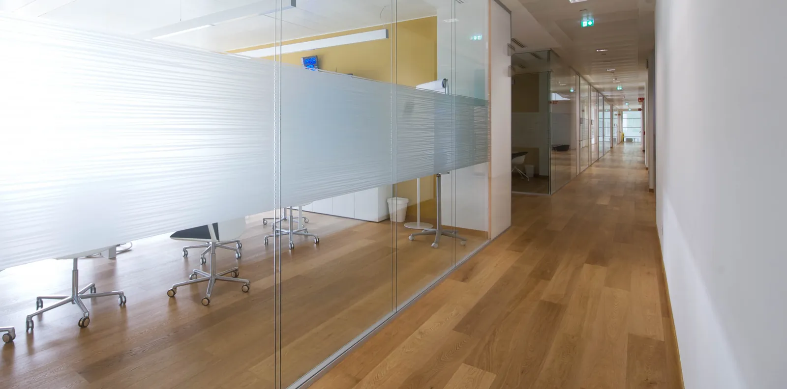 Private Offices with Privacy Band Double glazed private offices with frosted privacy band