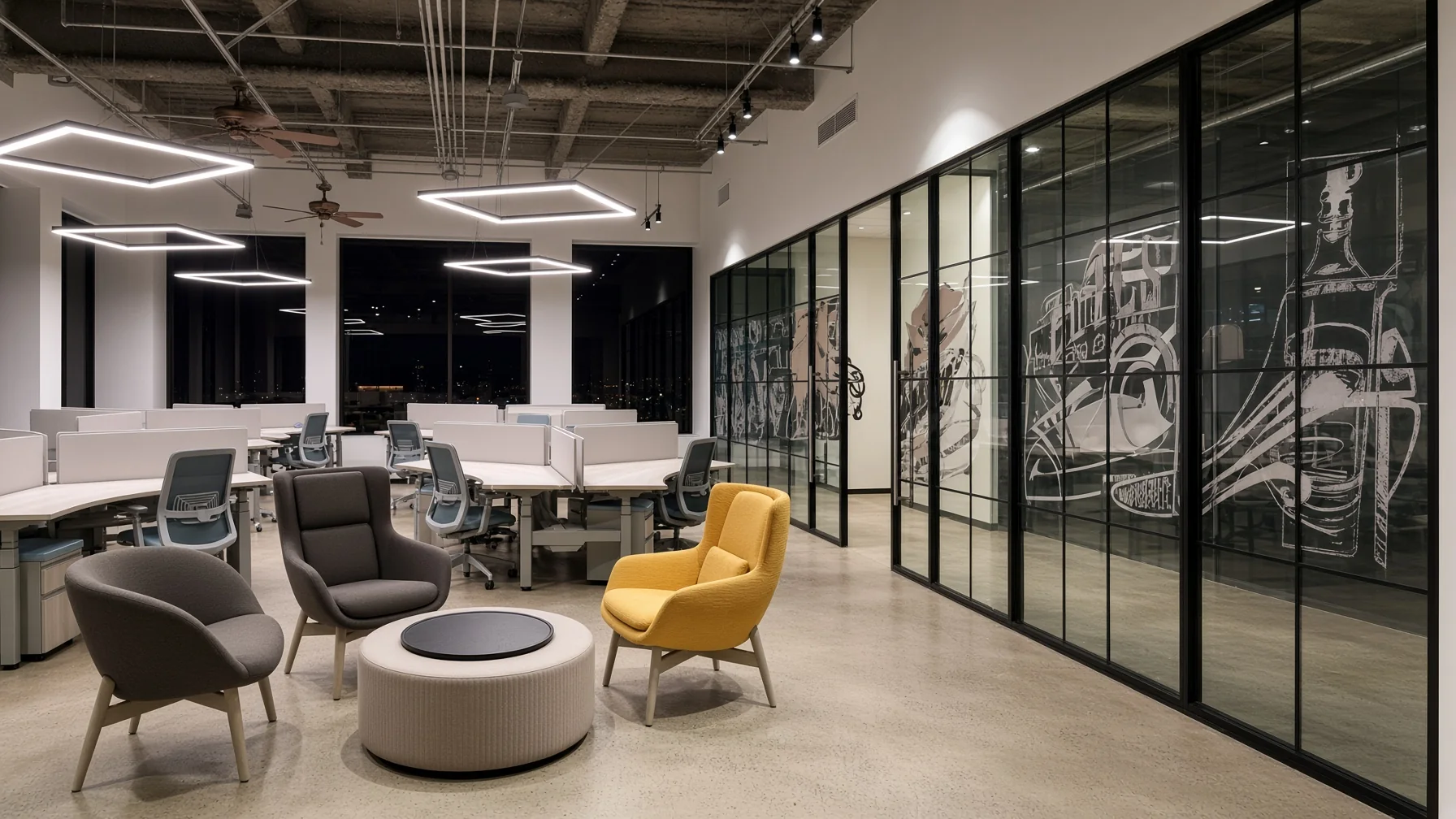 Beam Suntory — Metal & Glass · Steel-framed glass offices