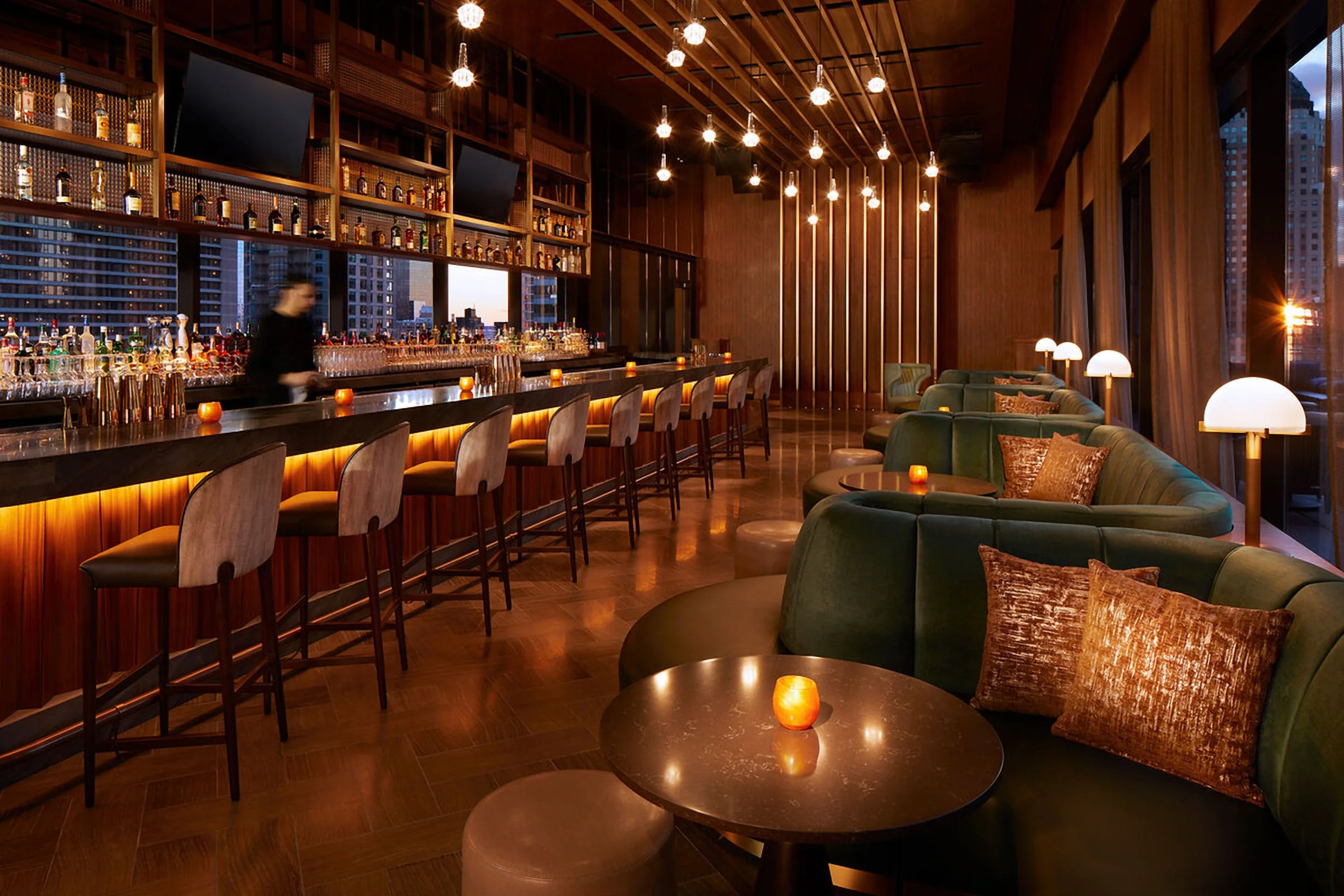 Hotel rooftop bar — Metal & Glass · Bar & lighting