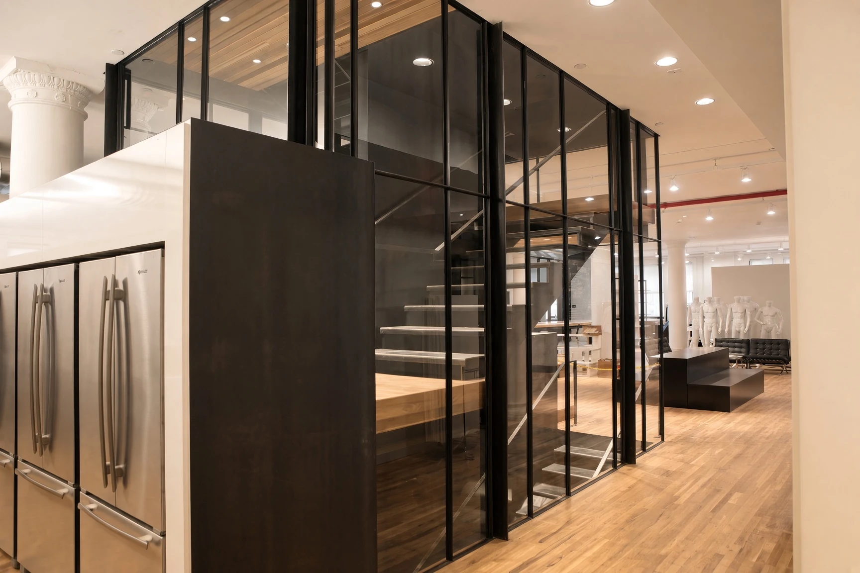 Express — Metal & Glass · Hot-rolled steel glass stair enclosure